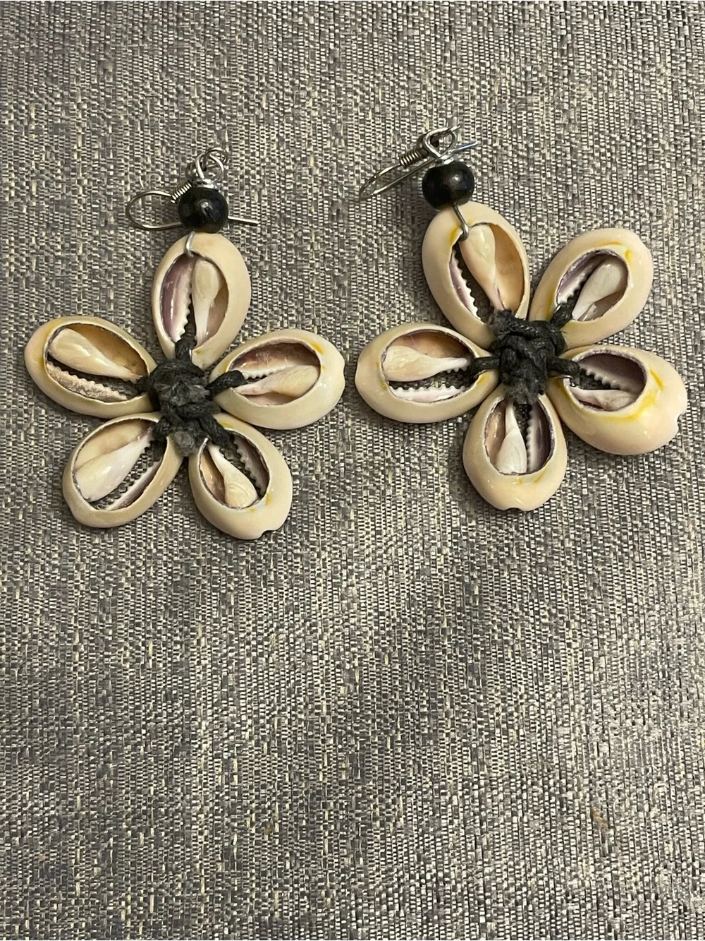 Handmade Flower-Shaped Earrings Made With Cowrie Shells